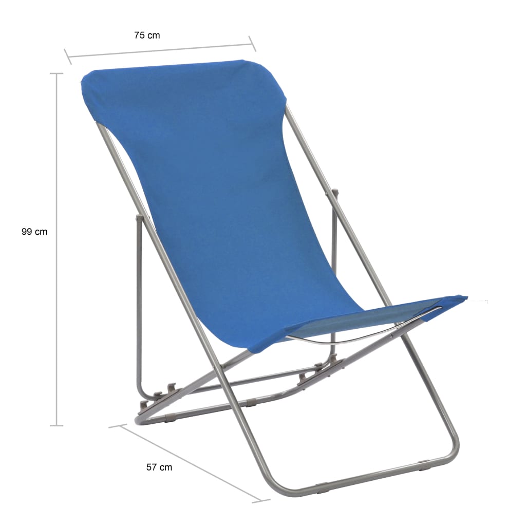 Folding Beach Chairs 2 Pcs Steel And Oxford Fabric