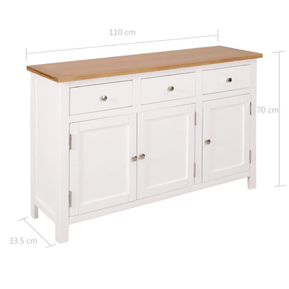 Sideboard 110X33.5X70 Cm Solid Oak Wood