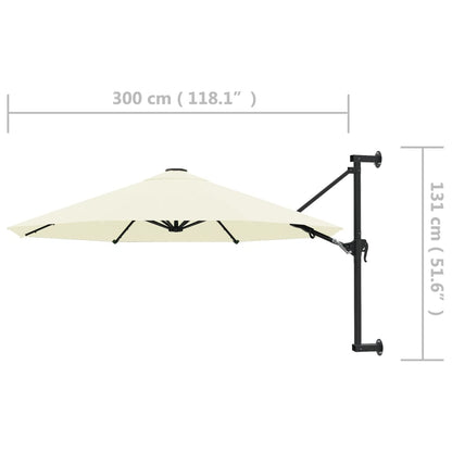 Wall-Mounted Garden Parasol With Metal Pole 300 Cm