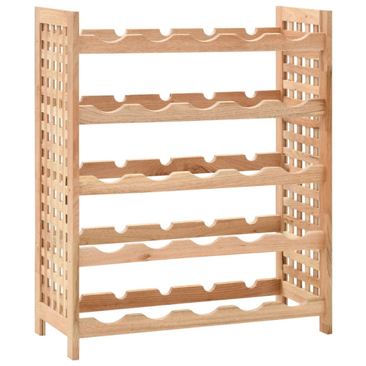 Wine Rack For 25 Bottles Solid Walnut Wood 63X25X73 Cm