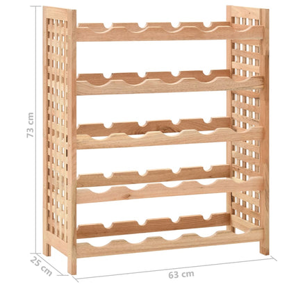 Wine Rack For 25 Bottles Solid Walnut Wood 63X25X73 Cm