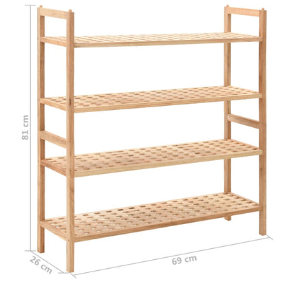 Shoe Rack Solid Walnut Wood 69X26X81 Cm