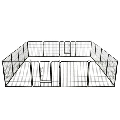 Dog Playpen 8 Panels Steel Black
