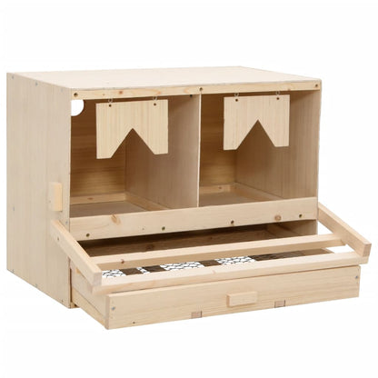 Chicken Laying Nest 2 Compartments Solid Pine Wood