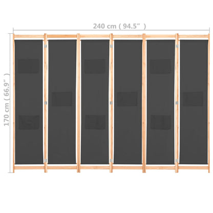 6-Panel Room Divider 240X170X4 Cm Fabric