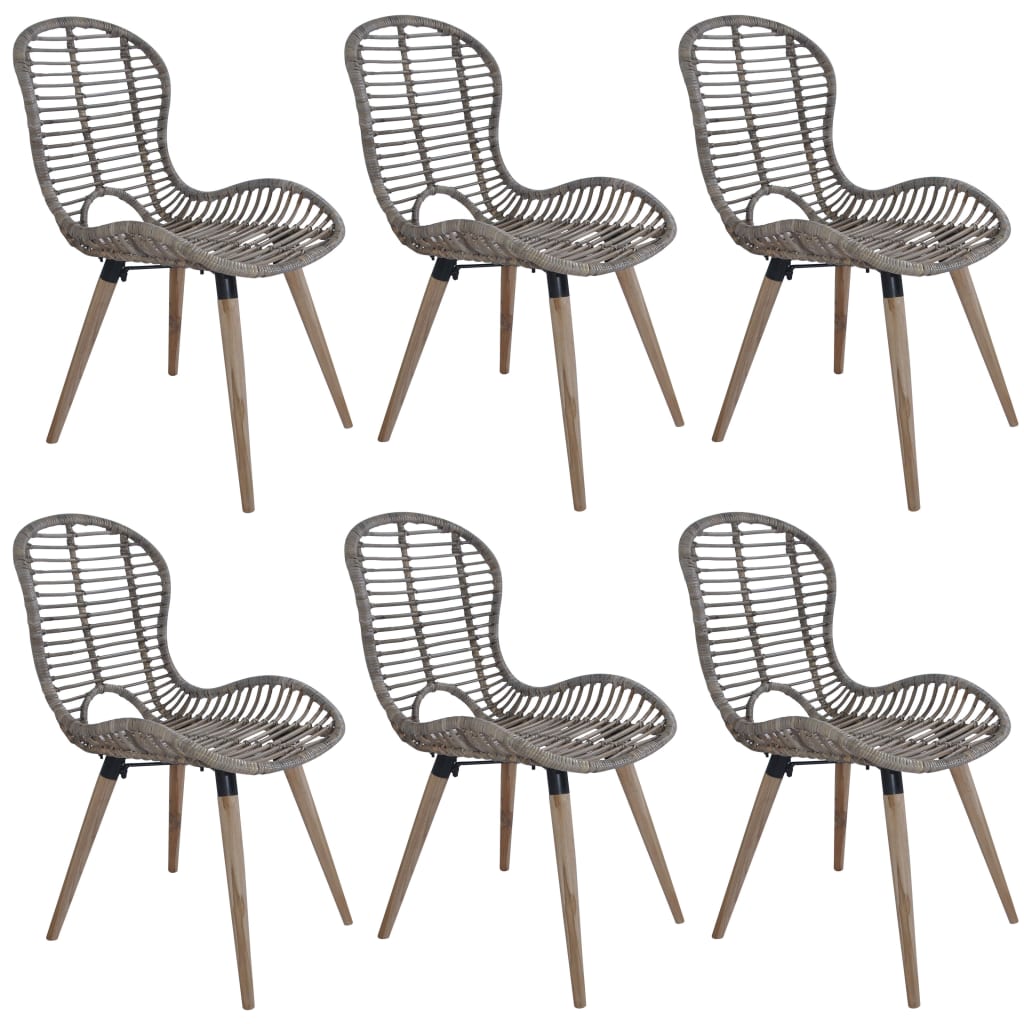 Dining Chairs 2 Pcs Natural Rattan