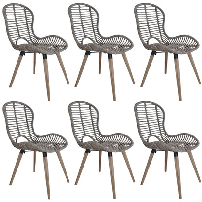 Dining Chairs 2 Pcs Natural Rattan