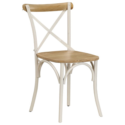 Cross Chairs 2 Pcs White Solid Mango Wood