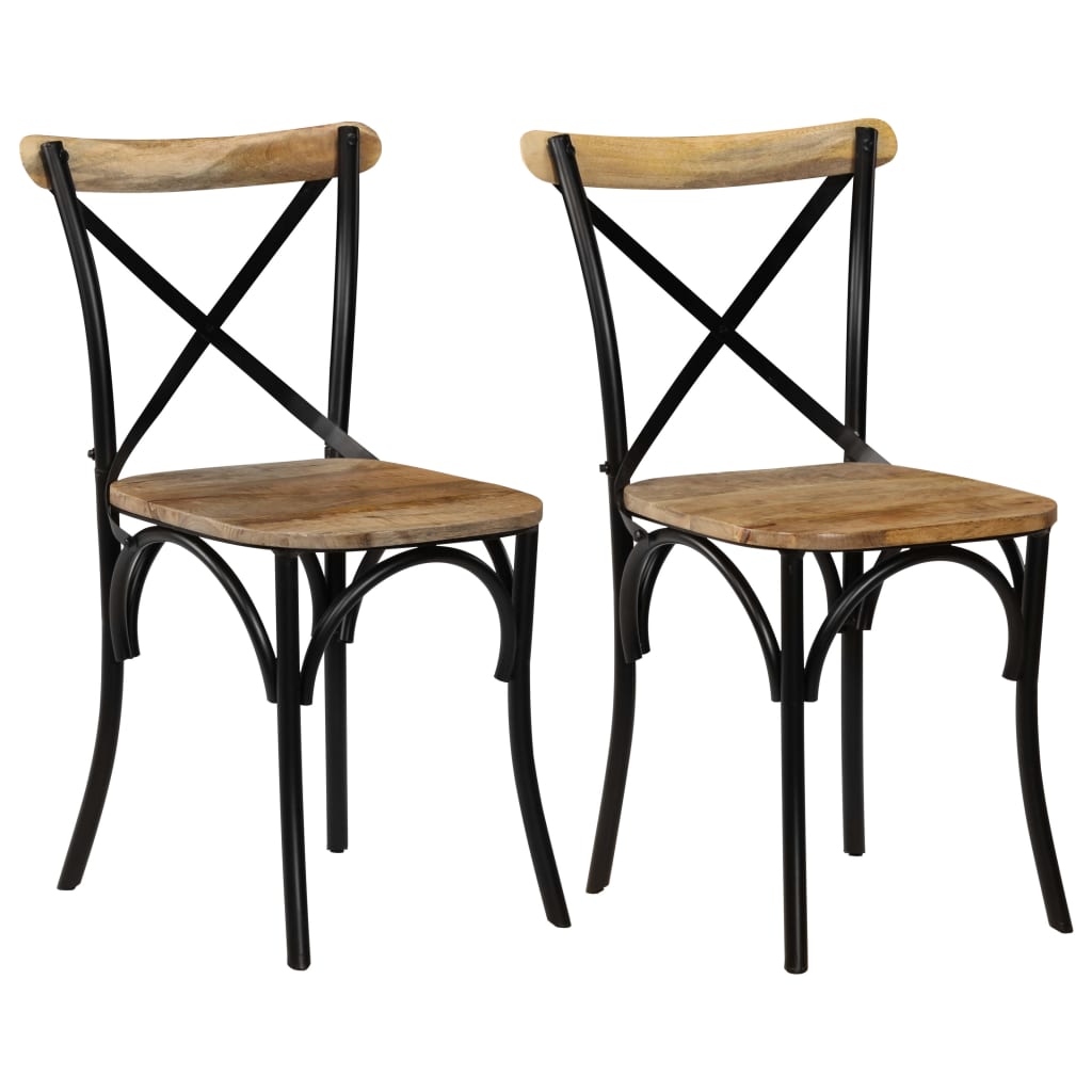 Cross Chairs 2 Pcs White Solid Mango Wood
