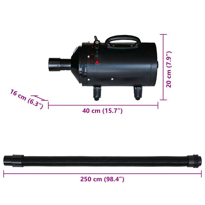 Dog Hair Dryer With 3 Nozzles Black 2400 W