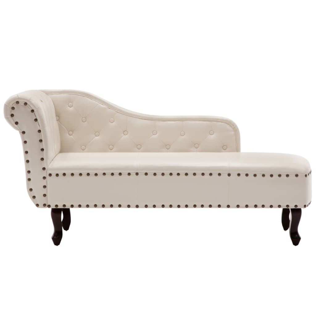 Chaise Longue Cream Faux Leather