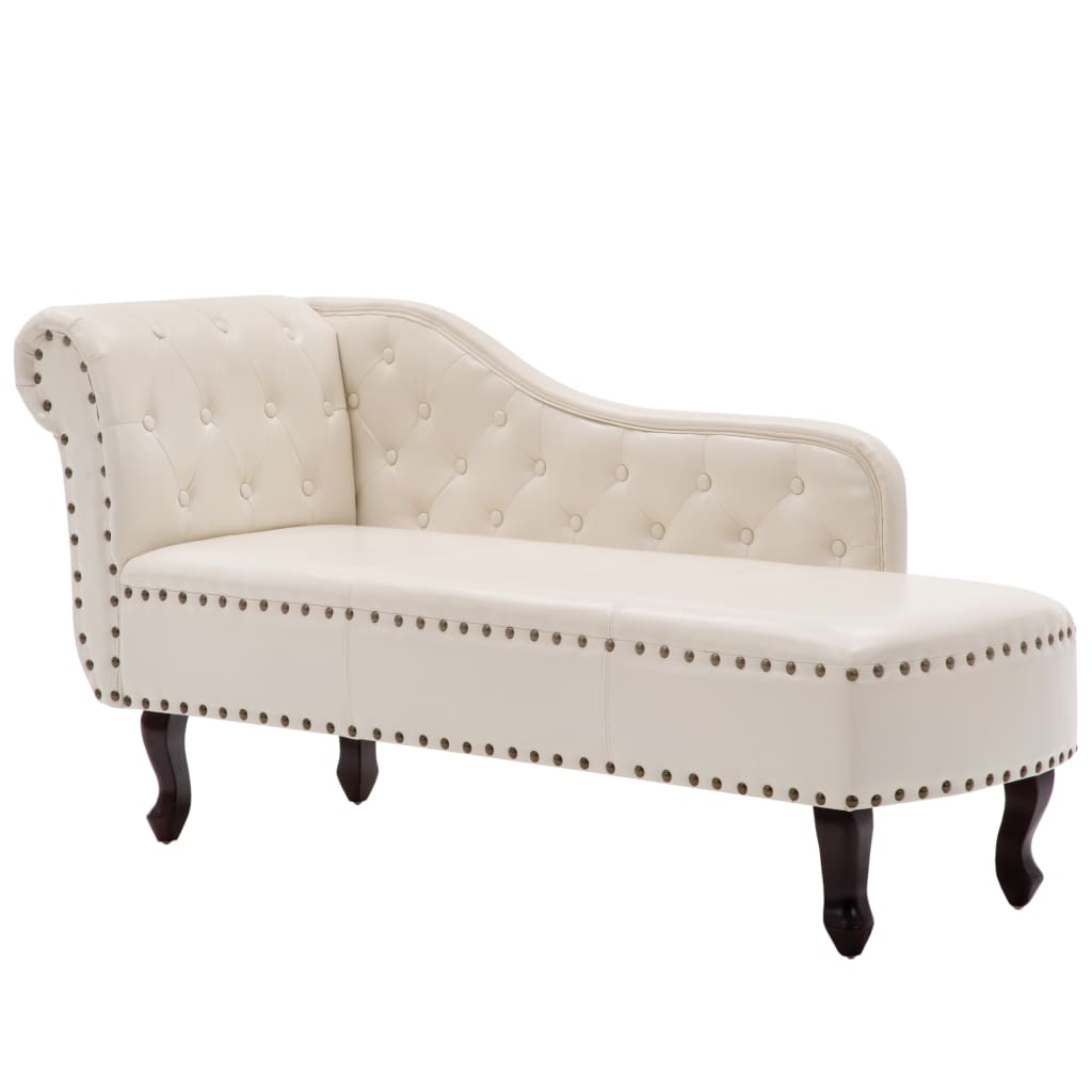 Chaise Longue Cream Faux Leather