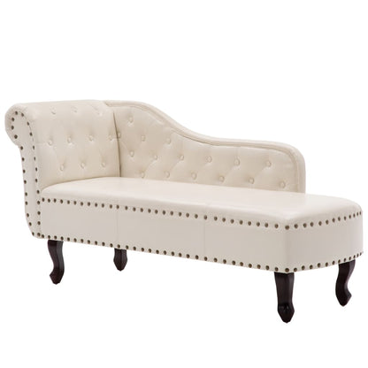 Chaise Longue Cream Faux Leather