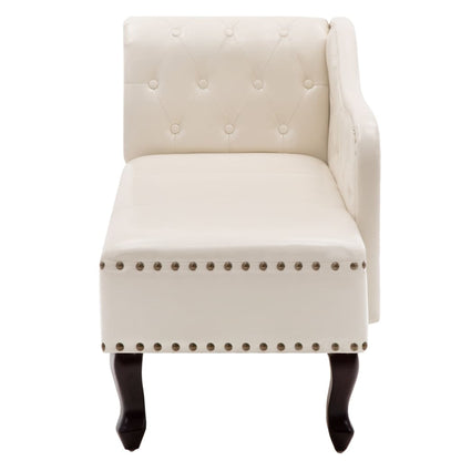 Chaise Longue Cream Faux Leather