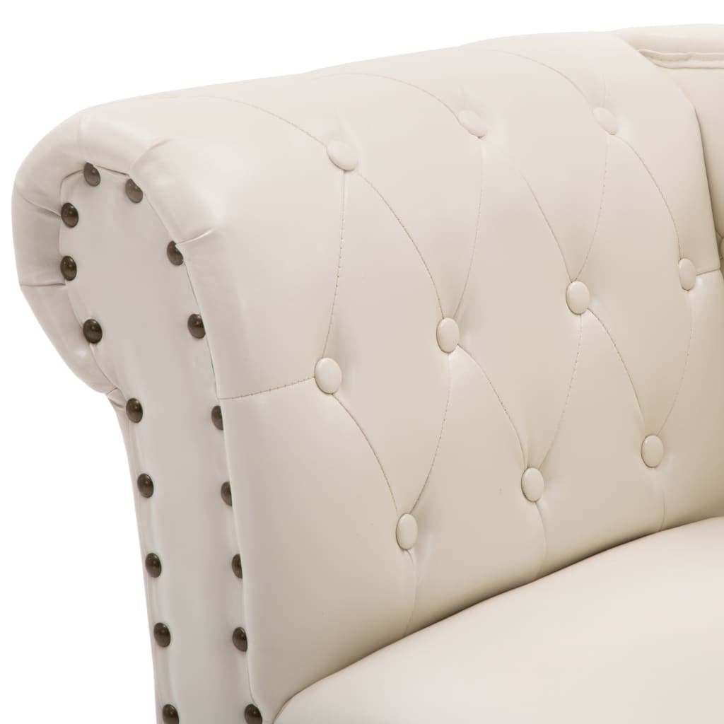 Chaise Longue Cream Faux Leather