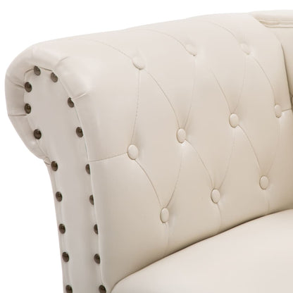 Chaise Longue Cream Faux Leather
