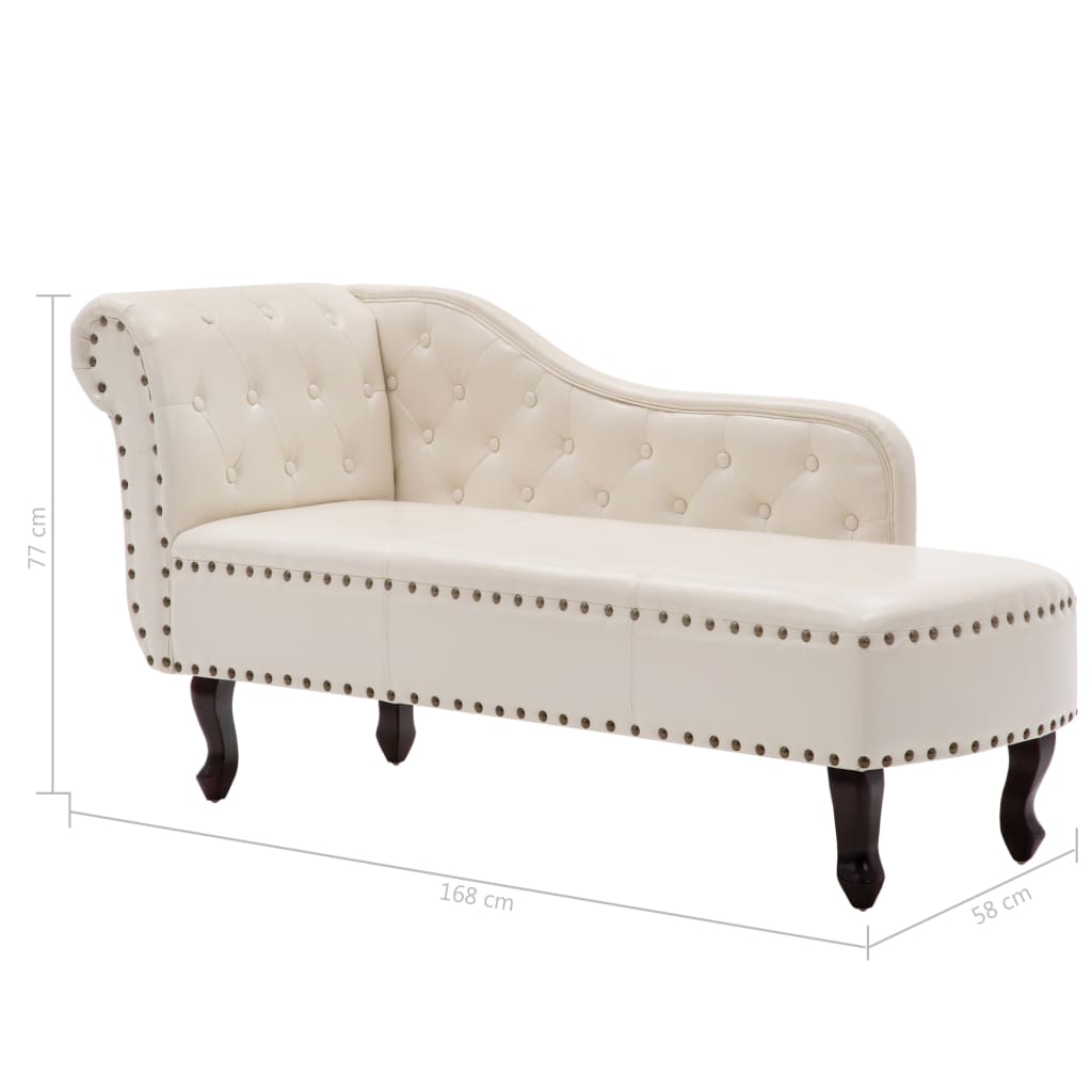 Chaise Longue Cream Faux Leather