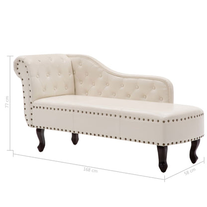 Chaise Longue Cream Faux Leather