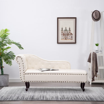 Chaise Longue Cream Faux Leather