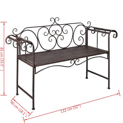 Garden Bench 132 Cm Steel Antique