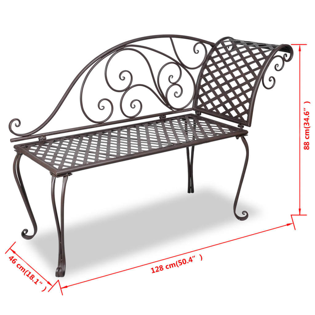 Garden Chaise Lounge 128 Cm Steel Antique