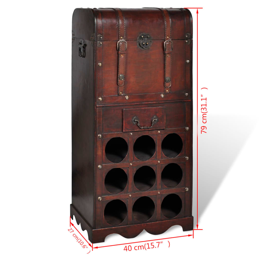 Wooden Wine Rack For 9 Bottles With Storage