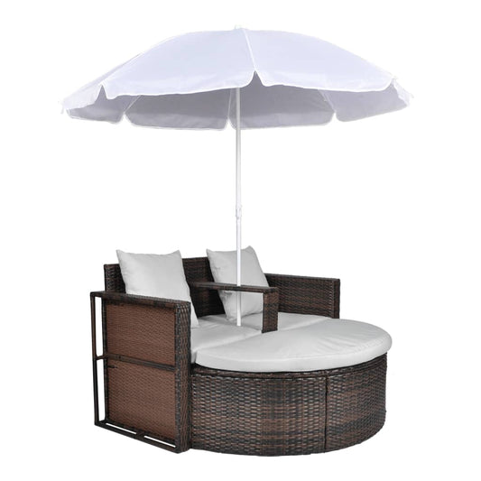 Garden Bed With Parasol Poly Rattan