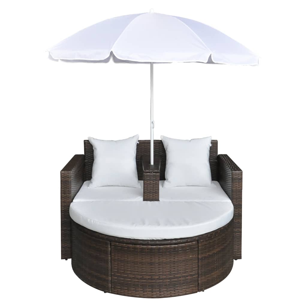 Garden Bed With Parasol Poly Rattan