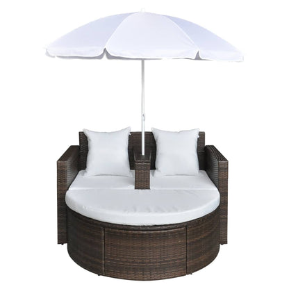 Garden Bed With Parasol Poly Rattan