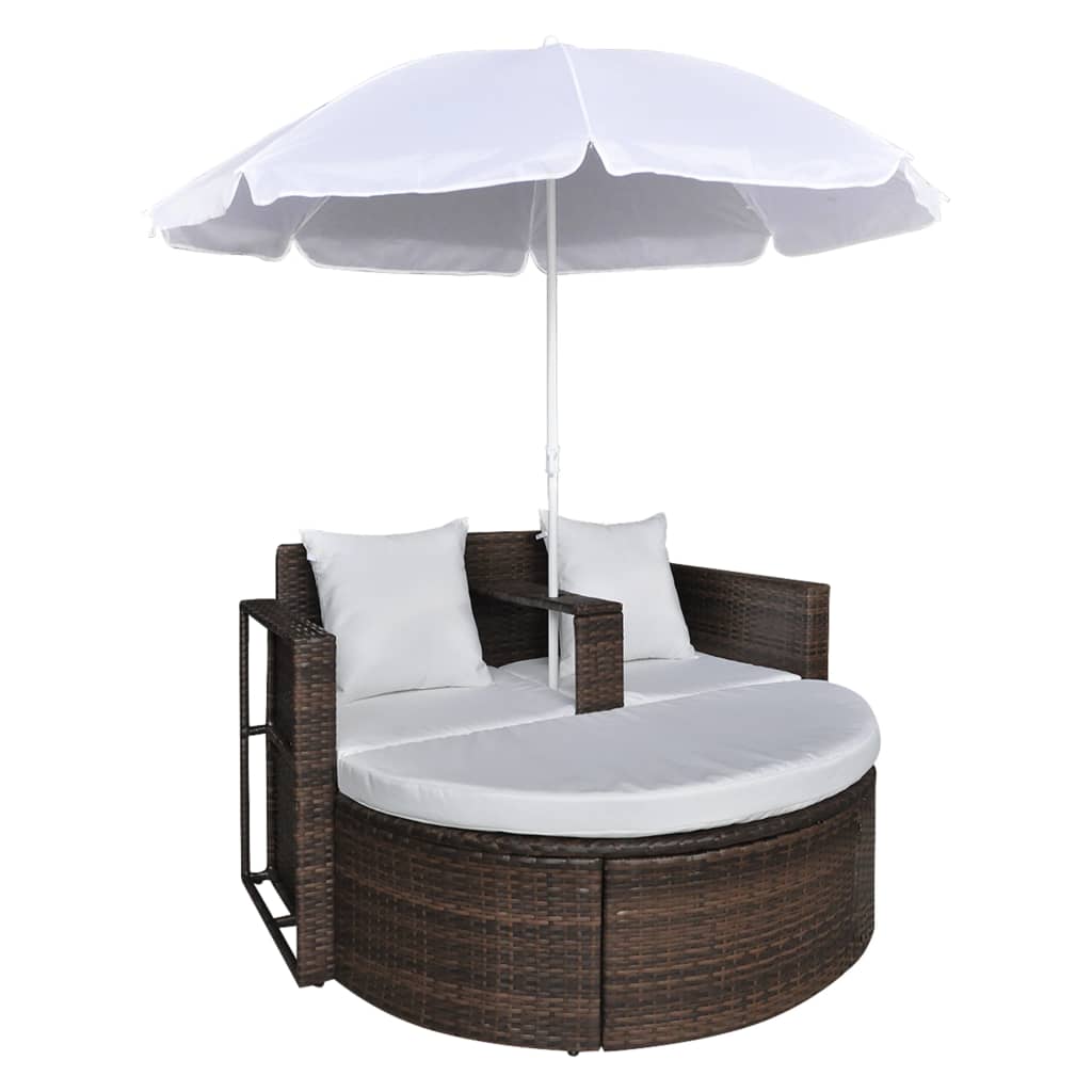 Garden Bed With Parasol Poly Rattan