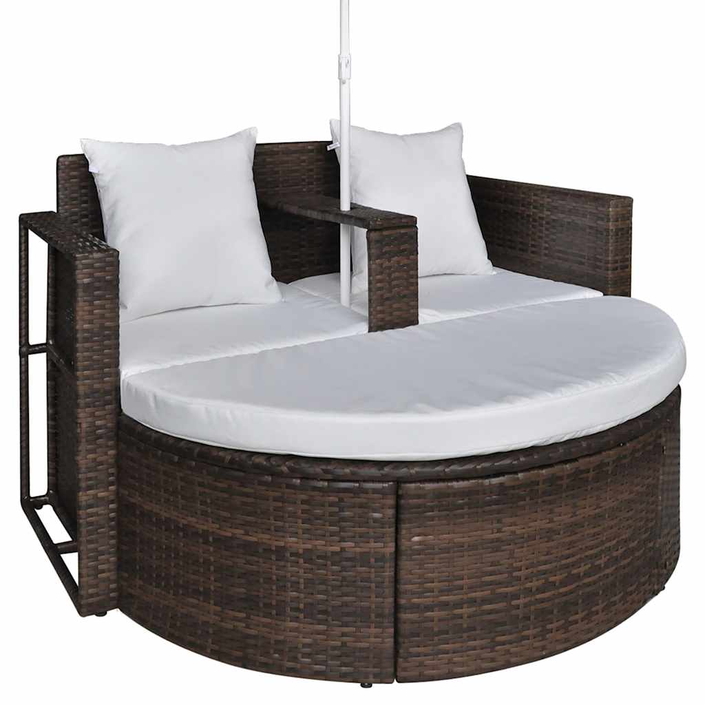 Garden Bed With Parasol Poly Rattan