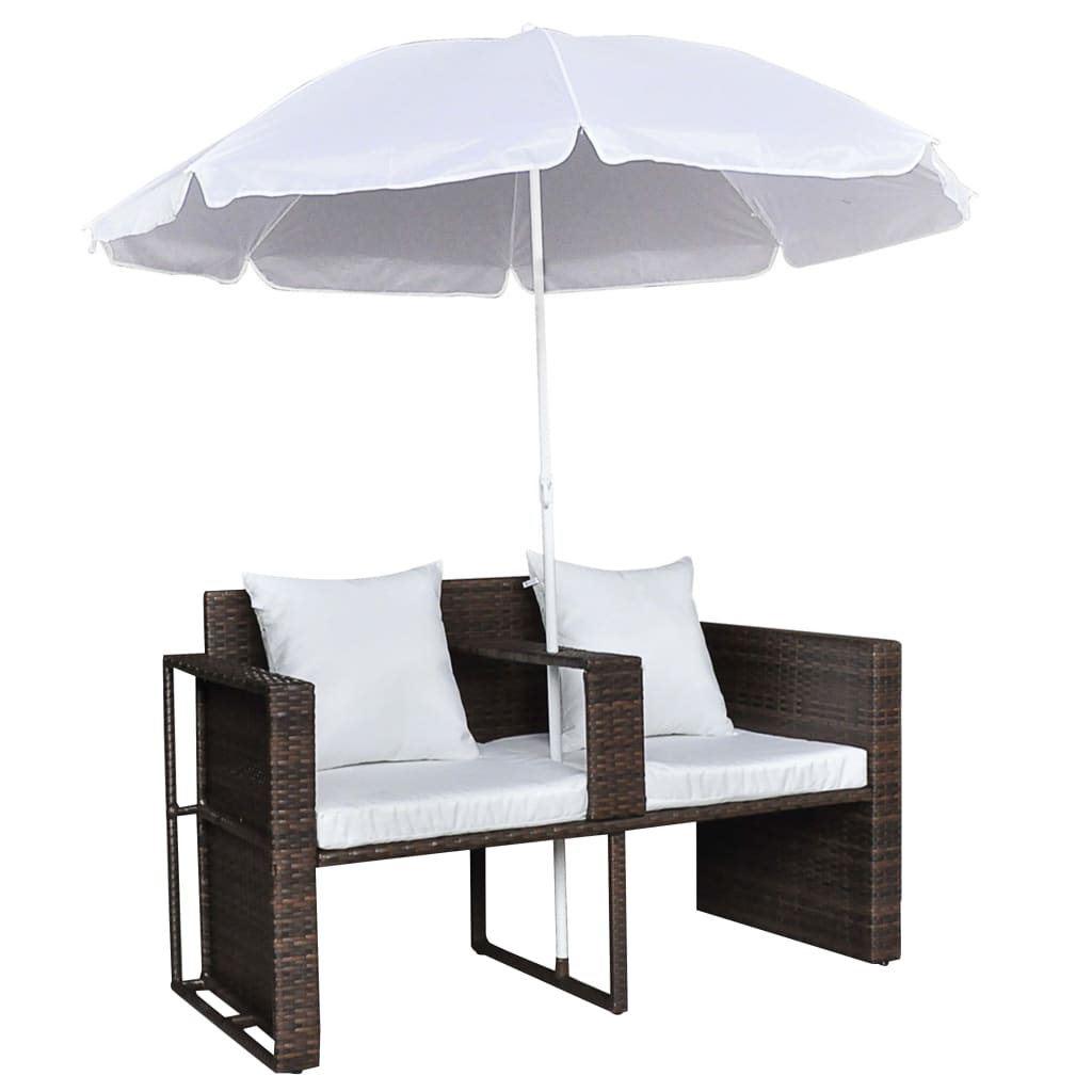 Garden Bed With Parasol Poly Rattan