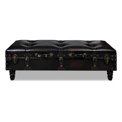 Long Storage Bench Brown Mdf And Leather