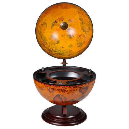 Tabletop Globe Bar Wine Stand Eucalyptus Wood
