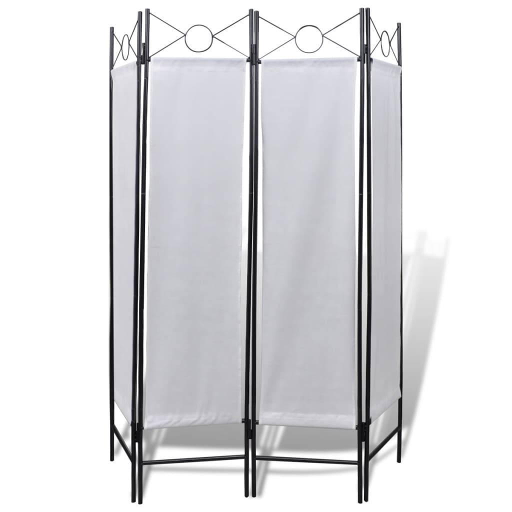 4-Panel Room Divider Privacy Folding Screen White 160 X 180 Cm