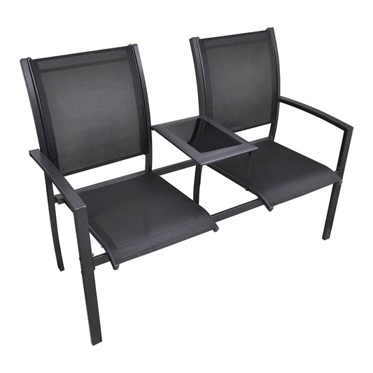 2 Seater Garden Bench 131 Cm Steel And Textilene Black