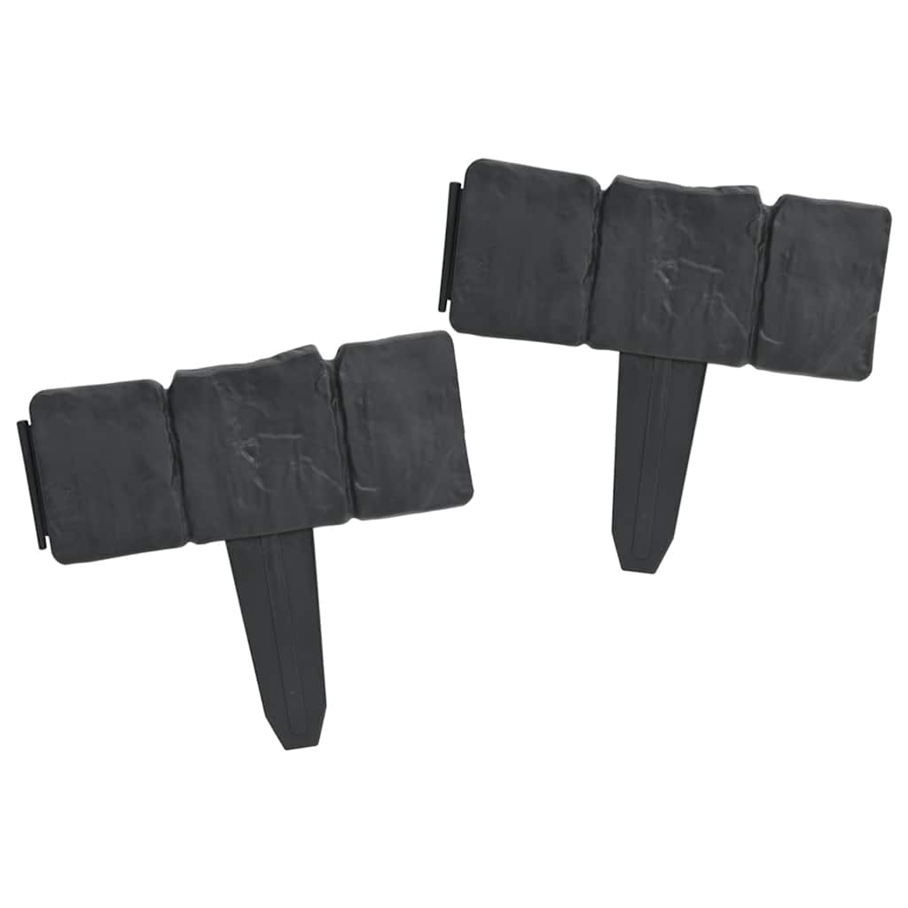 Plastic Garden / Lawn Fence Stone Look 41 Pcs 10 M
