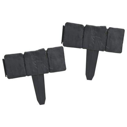 Plastic Garden / Lawn Fence Stone Look 41 Pcs 10 M