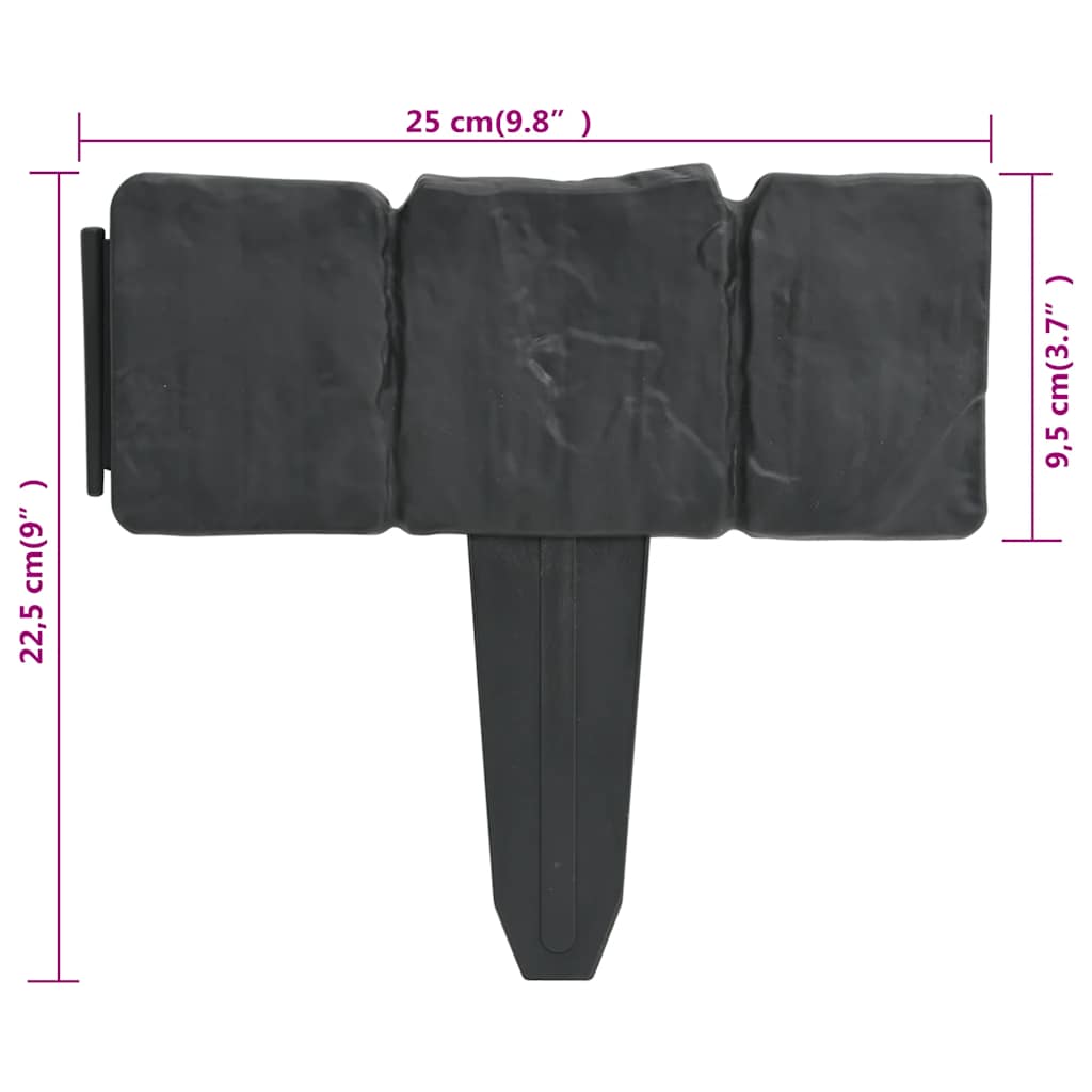 Plastic Garden / Lawn Fence Stone Look 41 Pcs 10 M