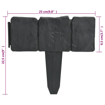 Plastic Garden / Lawn Fence Stone Look 41 Pcs 10 M