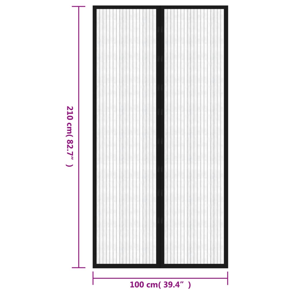 Insect Door Curtain 2 Pcs Magnet Black
