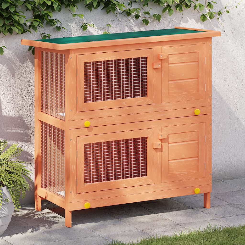 Outdoor Rabbit Hutch 4 Doors Wood