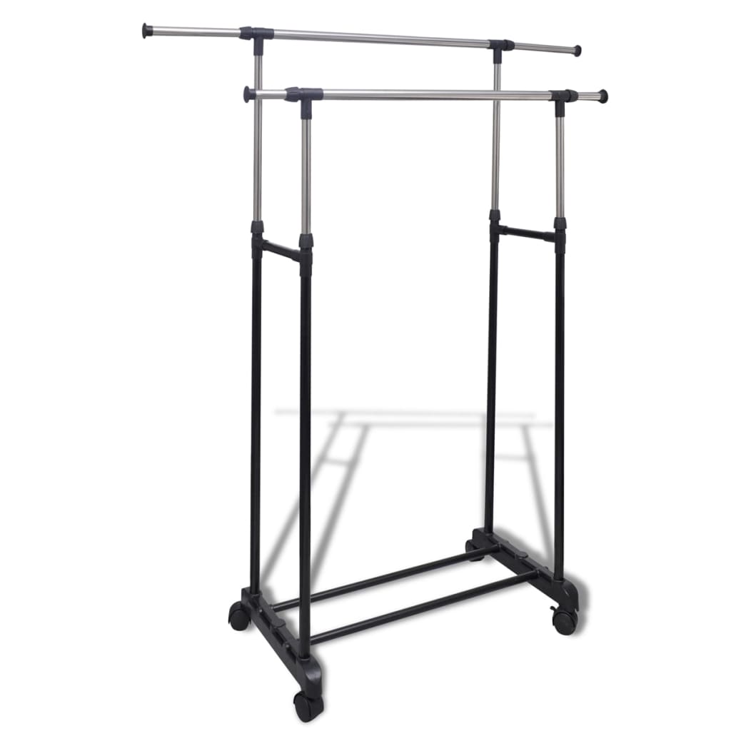 Adjustable Clothes Rack With 2 Hanging Rails 2 Pcs