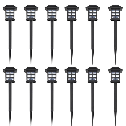 Outdoor Solar Lamp Led Light Set 12 Pcs With Spike 8.6 X 8.6 X 38 Cm