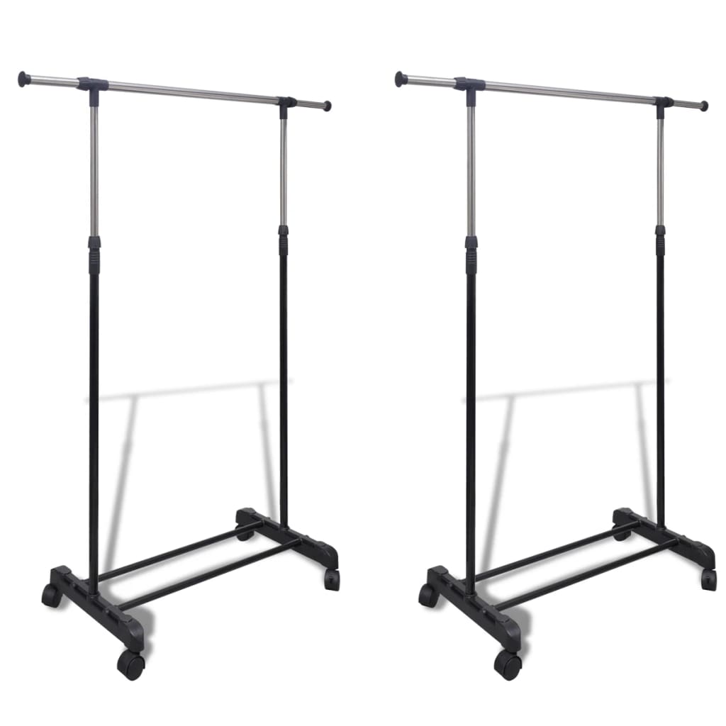 Adjustable Clothes Rack With 2 Hanging Rails 2 Pcs