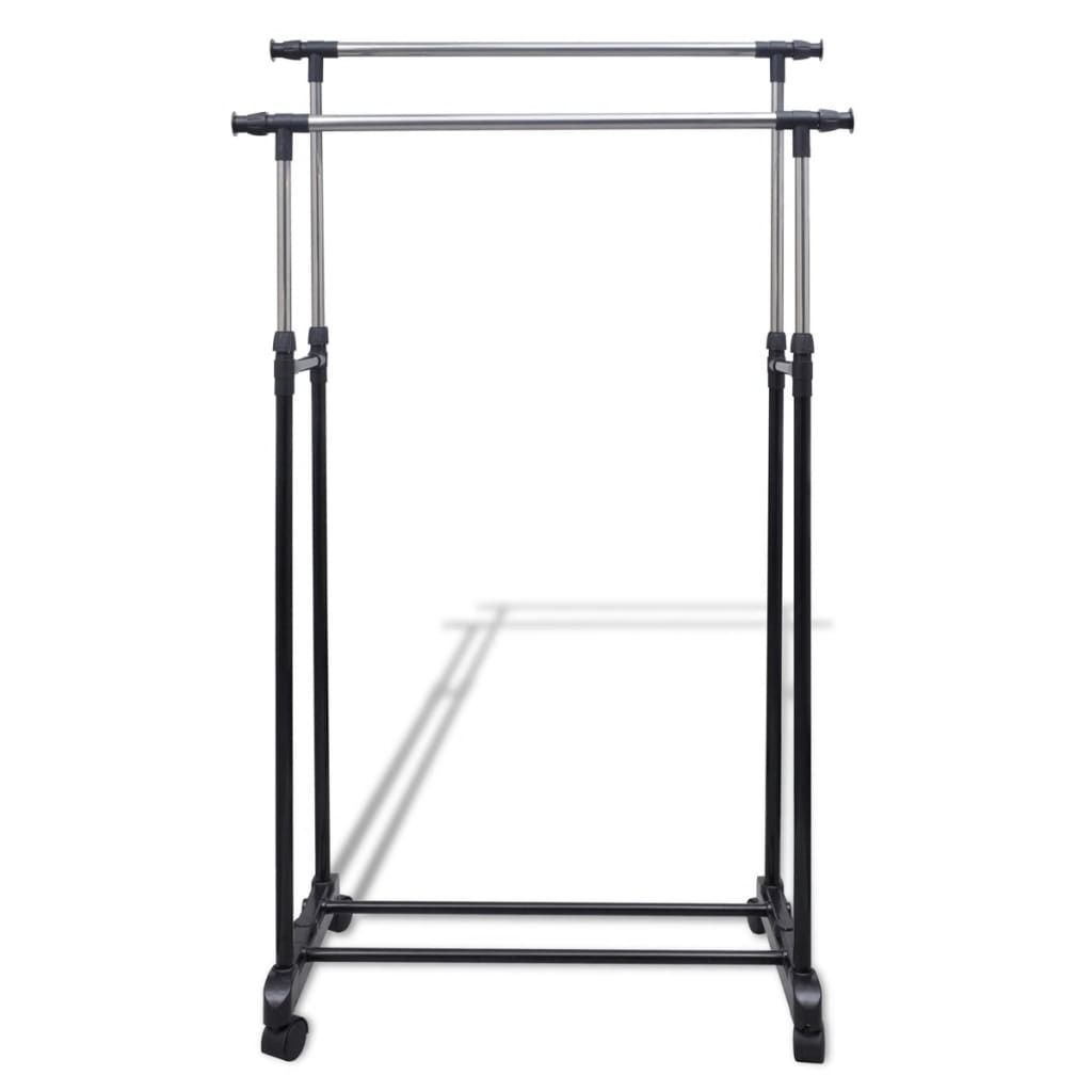 Adjustable Clothes Rack With 2 Hanging Rails 2 Pcs