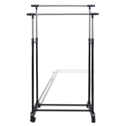 Adjustable Clothes Rack With 2 Hanging Rails 2 Pcs