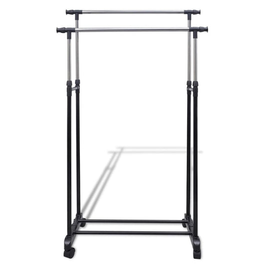 Adjustable Clothes Rack With 2 Hanging Rails 2 Pcs