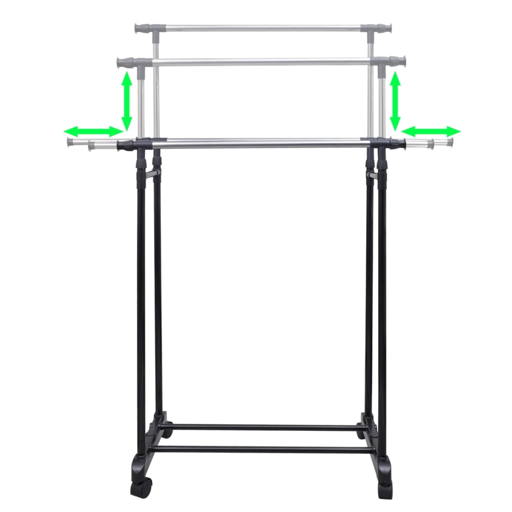 Adjustable Clothes Rack With 2 Hanging Rails 2 Pcs