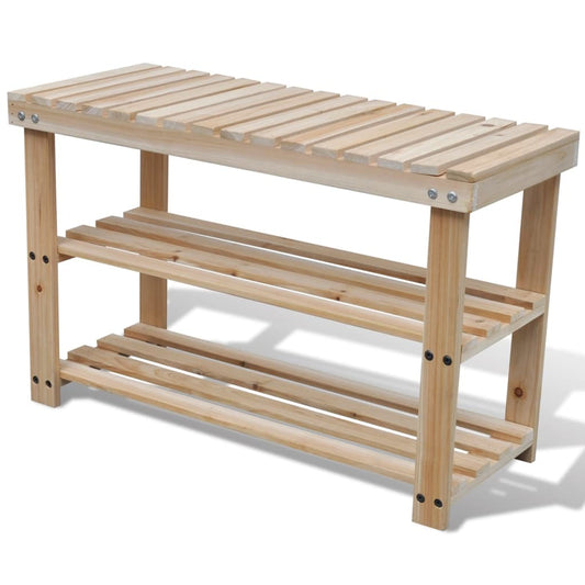 2-In-1 Shoe Rack With Bench Top Solid Fir Wood